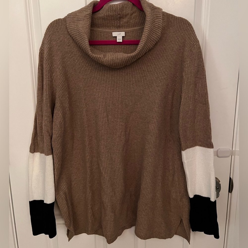 J jill L cowl neck three tone sweater.